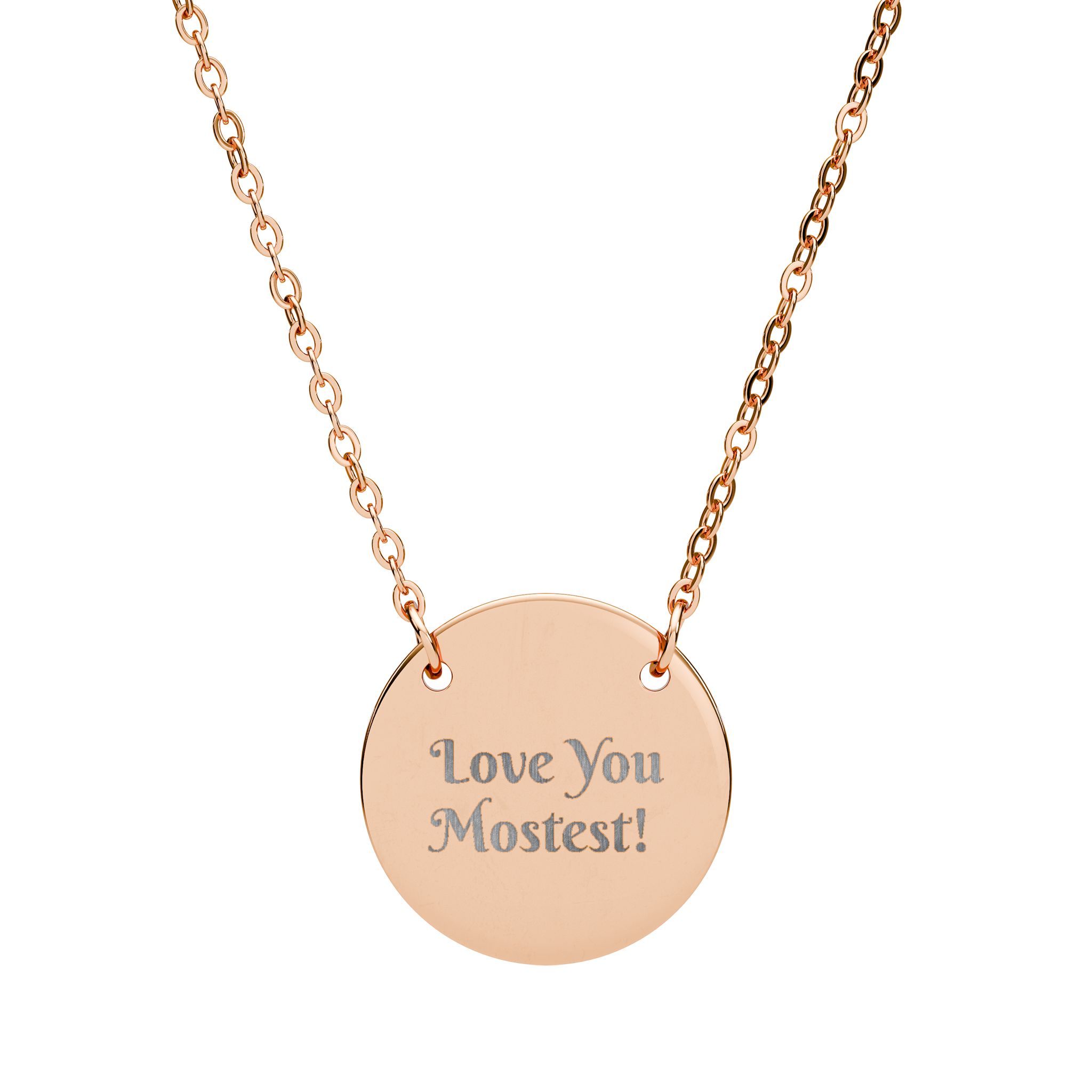 Engraved 'Love You Mostest' Circle Necklace — Personalized Sterling Pendant - Image 3
