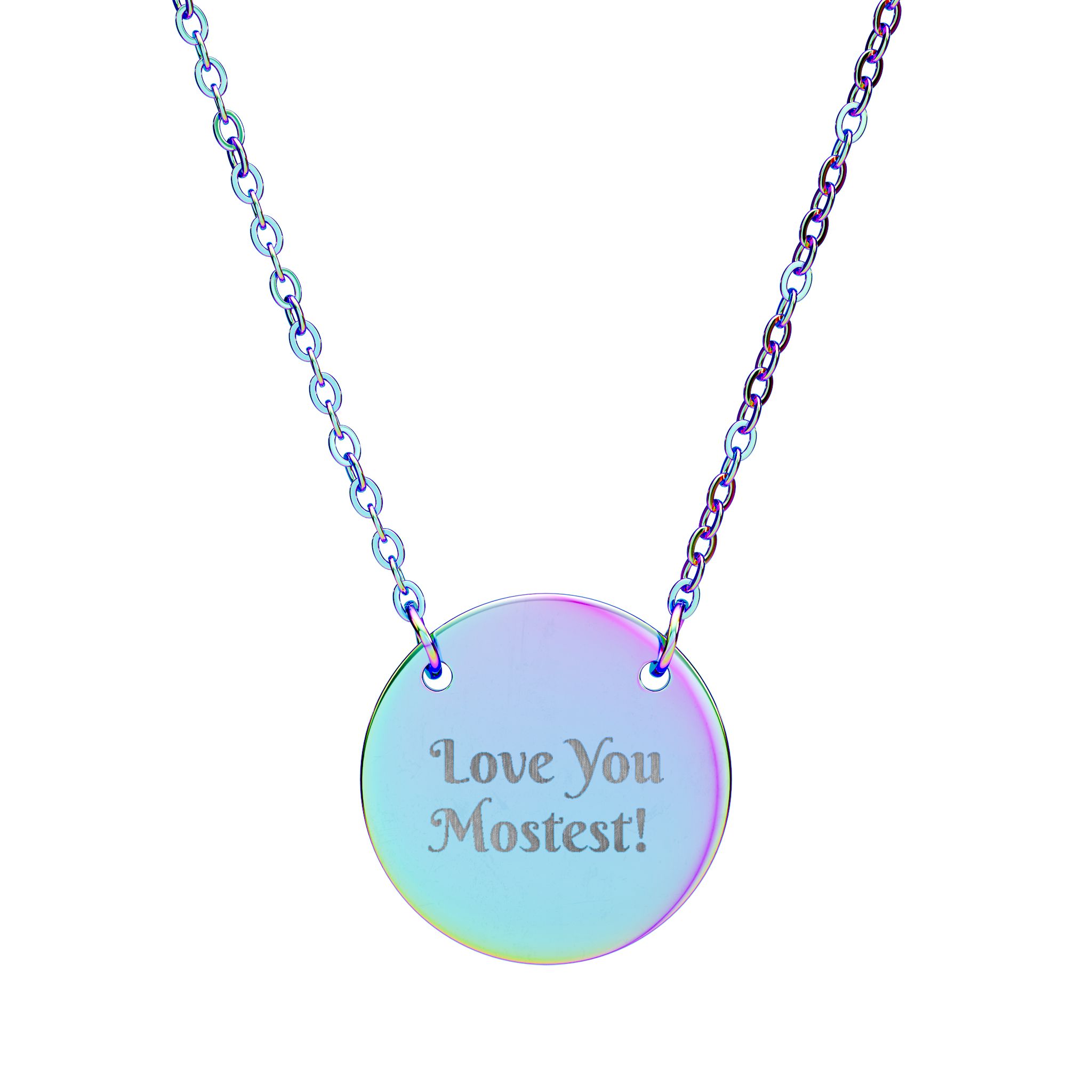 Engraved 'Love You Mostest' Circle Necklace — Personalized Sterling Pendant - Image 5