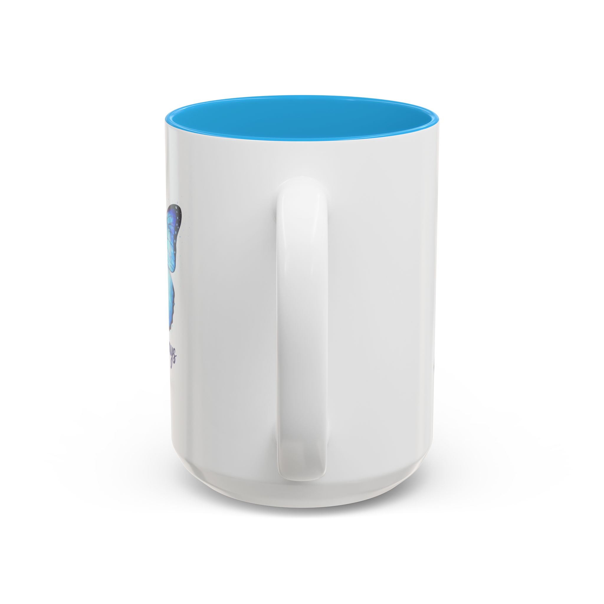 Blue Butterfly Accent Mug — Inspirational 'Love' Ceramic Coffee Cup (15oz) - Image 6