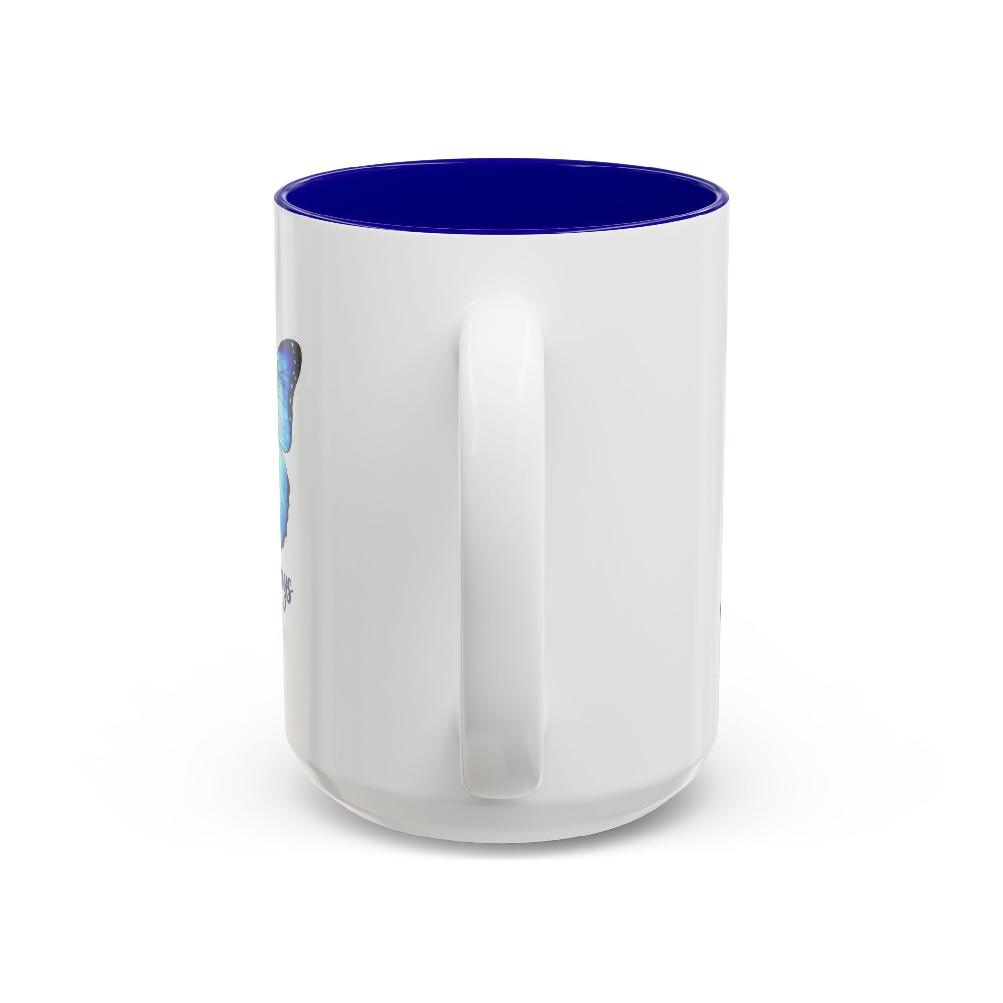 Blue Butterfly Accent Mug — Inspirational 'Love' Ceramic Coffee Cup (15oz) - Image 3