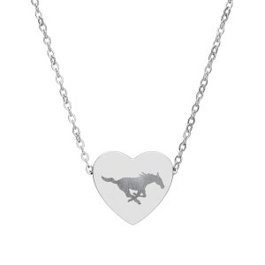 Heart Necklace — Engraved Running Horse Pendant