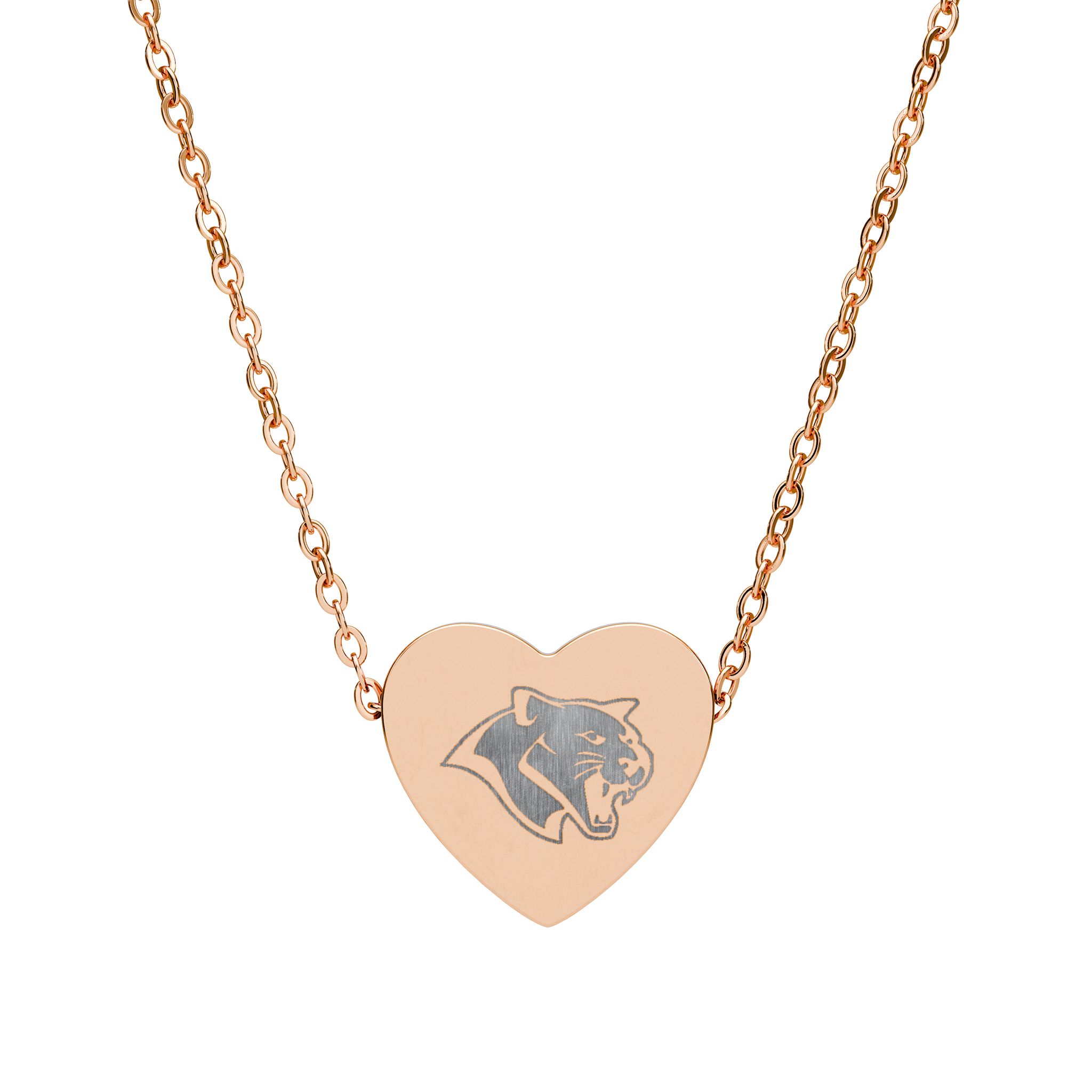 Engraved Heart Necklace with Cougar Motif — Personalized Animal Charm - Image 3