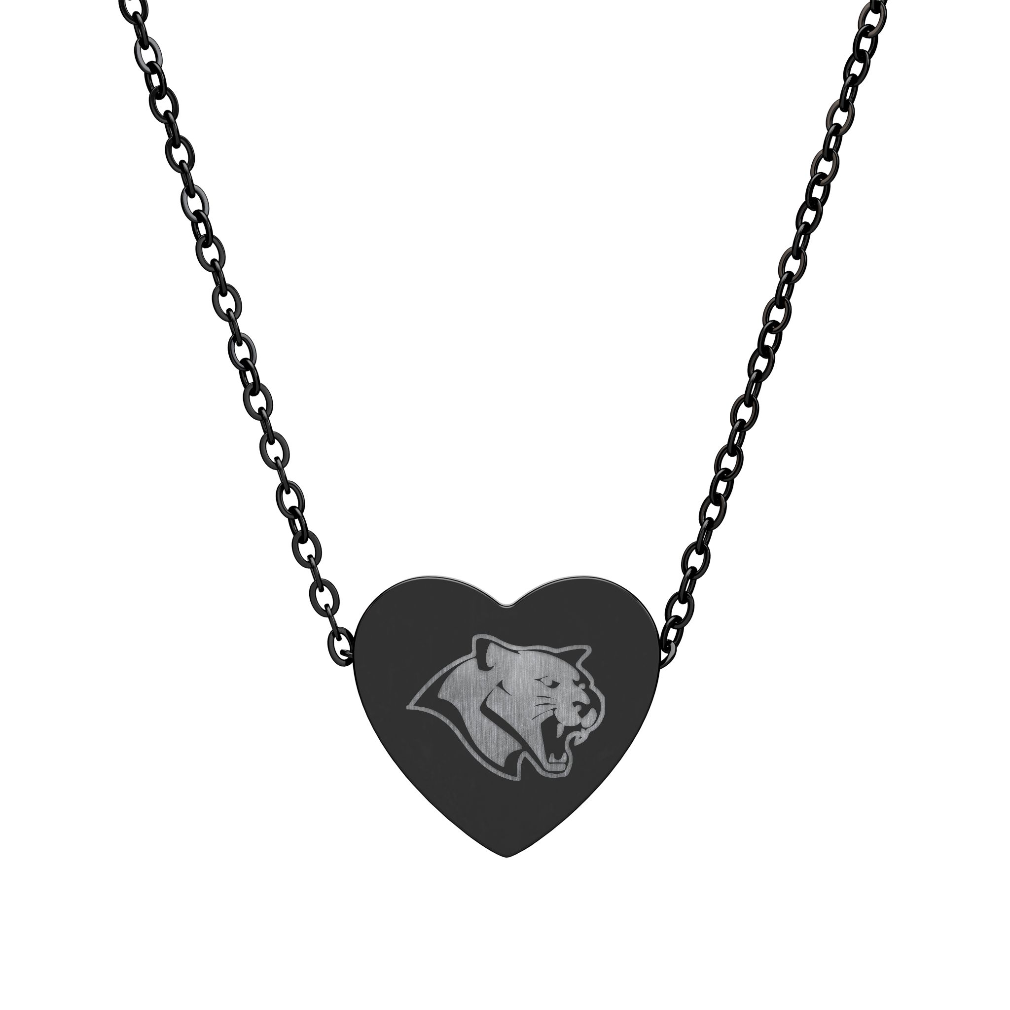 Engraved Heart Necklace with Cougar Motif — Personalized Animal Charm - Image 2