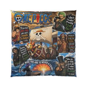 One Piece Pirate Crew Comforter – Anime Quote & Straw Hat Ship Bedding