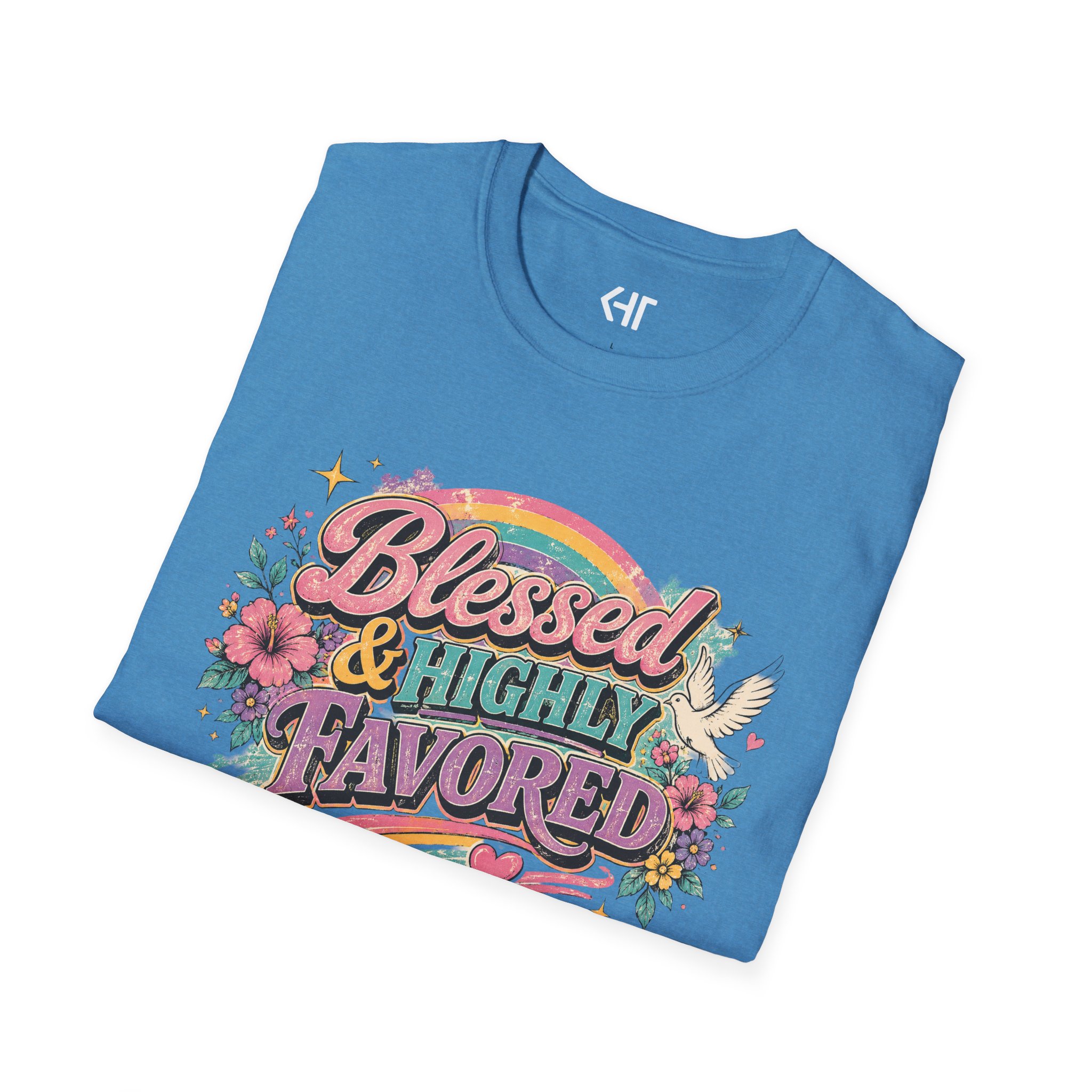 Blessed & Highly Favored T-Shirt — Floral Rainbow Christian Faith Tee - Image 21