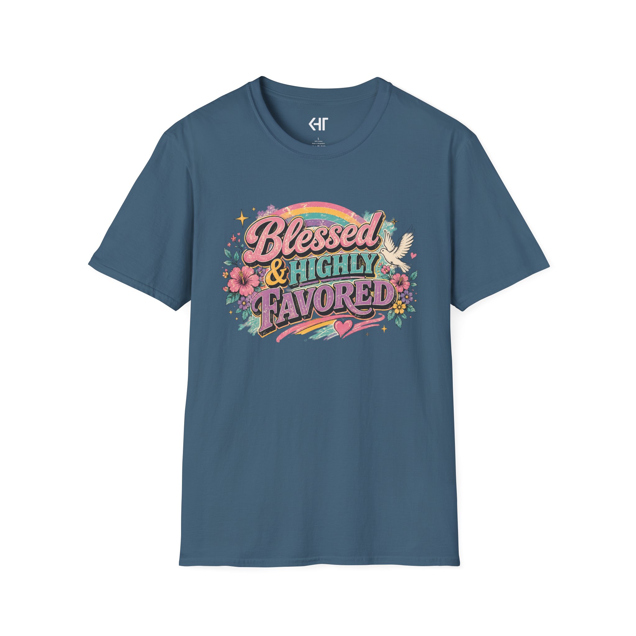 Blessed & Highly Favored T-Shirt — Floral Rainbow Christian Faith Tee - Image 27