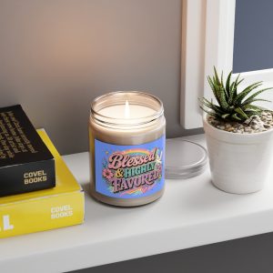Blessed & Highly Favored Soy Candle — 9oz Scented Jar (White Lid)