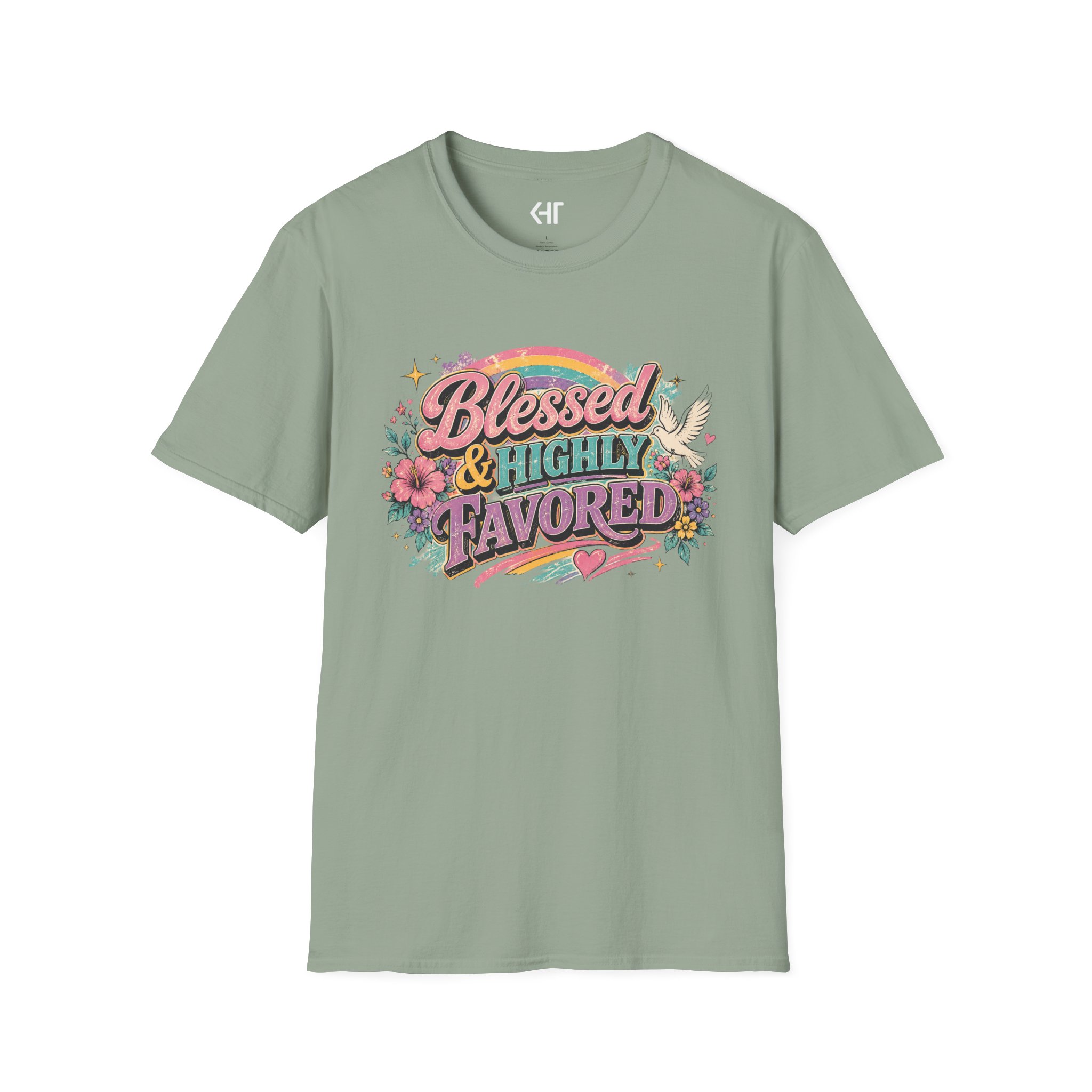 Blessed & Highly Favored T-Shirt — Floral Rainbow Christian Faith Tee - Image 11