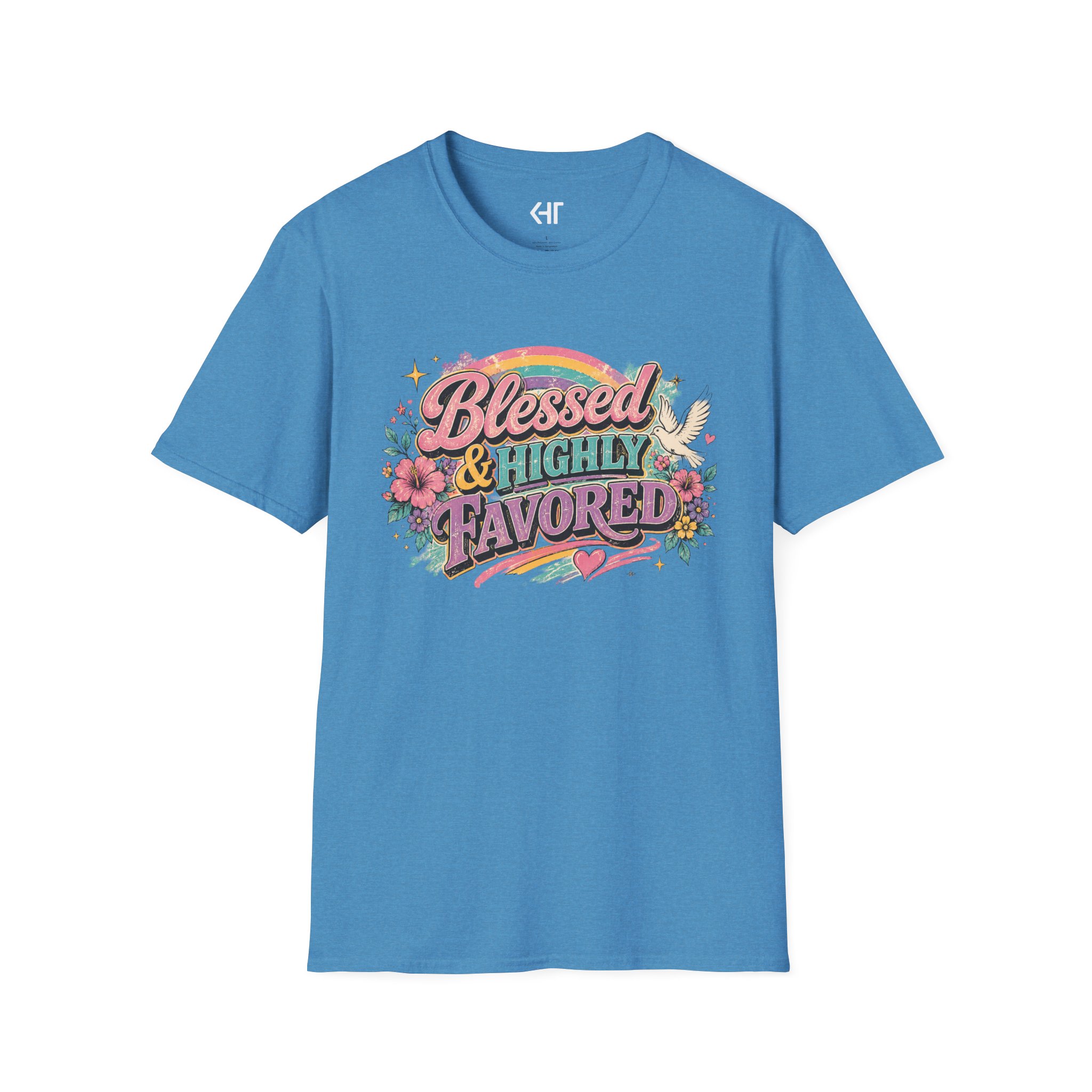 Blessed & Highly Favored T-Shirt — Floral Rainbow Christian Faith Tee - Image 19