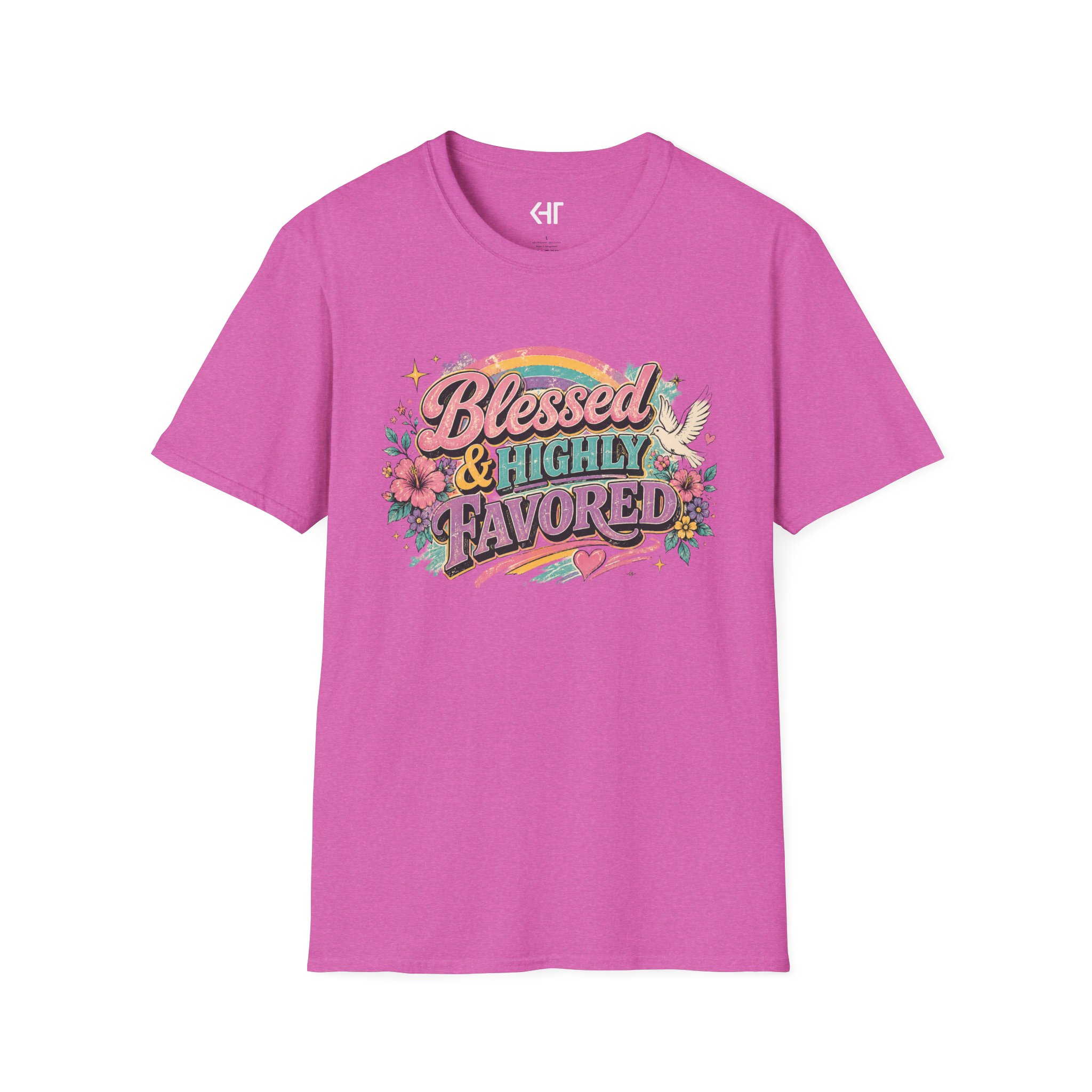 Blessed & Highly Favored T-Shirt — Floral Rainbow Christian Faith Tee - Image 43