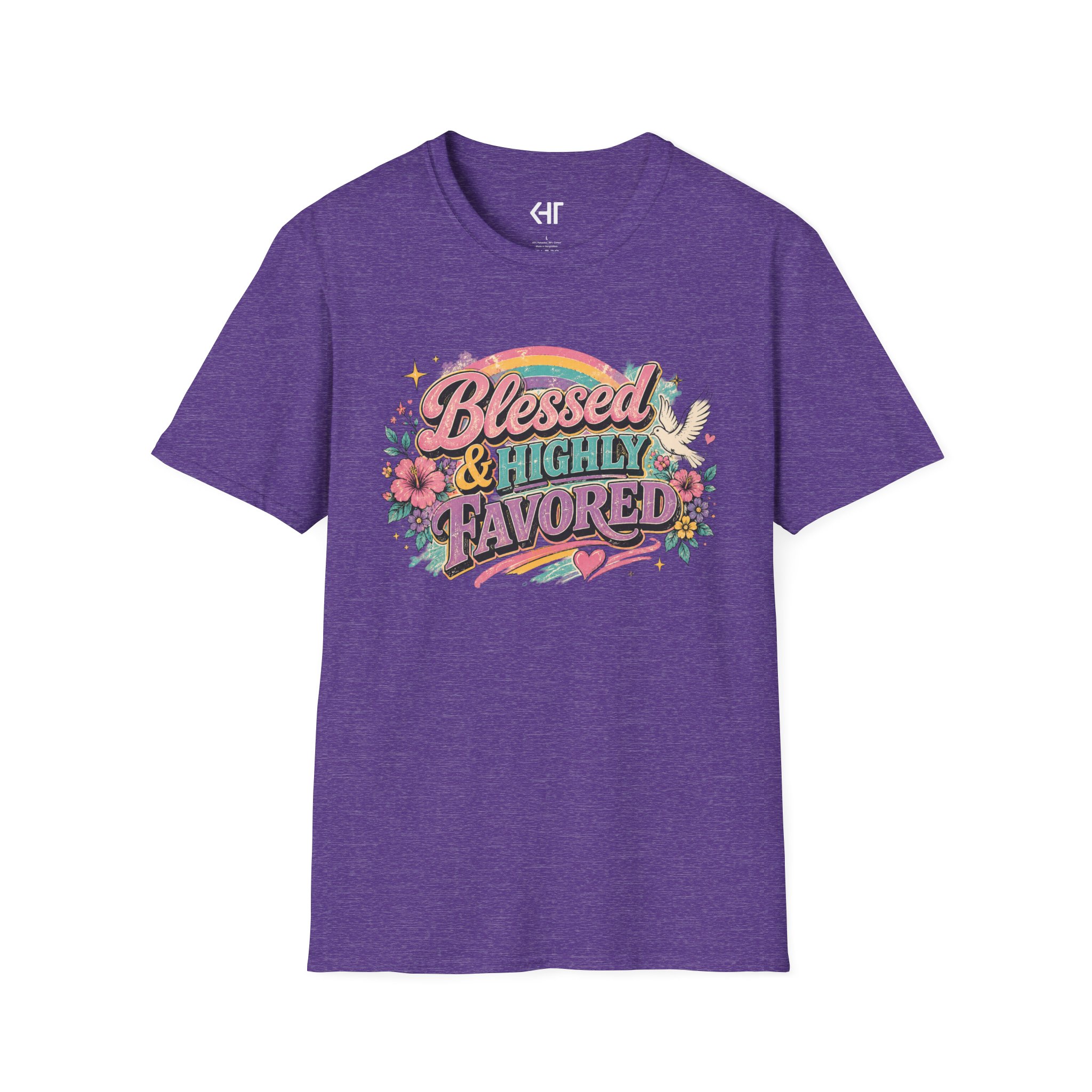 Blessed & Highly Favored T-Shirt — Floral Rainbow Christian Faith Tee - Image 35
